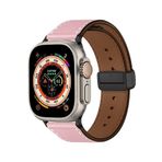 Fogy Watch Ultra 49mm ile Uyumlu Kordon Deri Kayış Magnet Tokalı Manyetik, Pembe