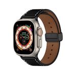 Fogy Watch Ultra 49mm ile Uyumlu Kordon Deri Kayış Magnet Tokalı Manyetik, Siyah