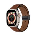 Fogy Watch Ultra 49mm ile Uyumlu Kordon Deri Kayış Magnet Tokalı Manyetik, Taba