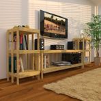 Fokai Wood Midia Mini - Açık Ahşap Medya Ünitesi ve Kitaplık - Meşe