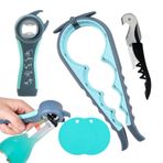 FokCalgary Zayıf eller için kavanoz açıcıları, kavanoz açıcı tutucu, Çok fonksiyonlu şişe açıcı kiti, Yaşlılar, şefler ve yaşlılar için kaymaz tasarım ev yardım aracı