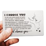 FOKCBOCM Onun için Yıldönümü Kartları, I Choose you Cüzdan Kartı, Komik Aşk Notu Erkek Arkadaş Nişanlısı Koca Yıldönümü Noel Doğum Günü Sevgililer Günü Romantik Hediyeler için oyulmuş cüzdan ekleme kartı