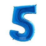 FOKUL Folyo Balon Mavi Renk 100 Cm 40 Inç 5 Yaş Büyük Rakam Folyo Yaş Balonu Hava Ve Helyum Uyumlu