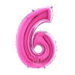 FOKUL Folyo Balon Pembe Renk 100 Cm 40 Inç 6 Yaş Büyük Rakam Folyo Yaş Balonu Hava Ve Helyum Uyumlu