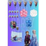 FOKUL Frozen Elsa Karlar Ülkesi Karlar Kraliçesi 24 Kişilik Doğum Günü Parti Malzemeleri Konsepti Seti