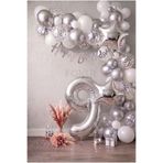 FOKUL Gümüş Beyaz Balon Seti 9 Yaş Doğum Günü Parti Seti Happy Birthday Yazı - Gümüş - Beyaz - Konfetili Balon - Yıldız Balon - Rakam Balon Zincir Seti