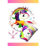 FOKUL Unicorn 16 Kişilik Tabak Bardak Çatal Seti Doğum Günü Parti Malzemeleri Konsepti