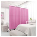 Foldable Medical Privacy Screen, Room Divider With Removable Nylon Silk Fabric For Clinic Ward Examination Hospital Nursing Home, 6 Feet High Temporary Wall Partition(Blue,4-panel) (Pink 3panel)