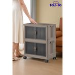 Fold&Go 2 Katlı Portatif Organizer Tekerlekli Dolap ”Toprak” Çok Amaçlı Mıknatıs Kapaklı Katlanır