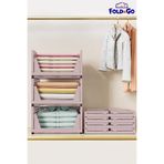 Fold&Go (3 Adet) Çok Amaçlı Kayar Raf Dolap İçi Kıyafet Ve Ev Aksesuarı Düzenleyici ”Pudra”