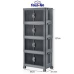 Fold&Go 4'Lü Portatif Organizer Tekerlekli Dolap ”Antrasit” Çok Amaçlı Mıknatıs Kapaklı Katlanır