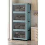 Fold&Go 4'Lü Portatif Organizer Tekerlekli Dolap ”Mavi” Çok Amaçlı Mıknatıs Kapaklı Katlanır İstiflenebilir