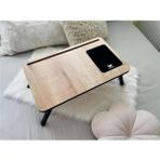 Folding Telefon ve Tablet Bölmeli Katlanır Ayaklı Laptop Sehpası Notebook Bilgisayar Çalışma - 0 - Siyah