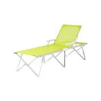 Foldzen Katlanabilir Şezlong | 5 Kademe Ayarlı, UV Korumalı Kumaş, Hafif ve Taşınabilir, 120 Kg Taşıma Kapasiteli, Alüminyum Gövdeli Plaj-Bahçe-Havuz Şezlongu (Neon Yeşil/Lacivert) (Neon Yeşil)
