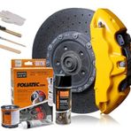 Foliatec Fren kaliperi Boya seti, ısıya dayanıklı, 4 fren kaliperi için komple set, performans sarı, 7 parçalı set