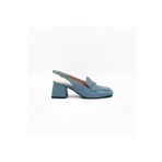 Folle Kot Mavisi Hakiki Deri Slingback Topuklu Ayakkabı – 5 cm Kalın Topuklu Loafer Model