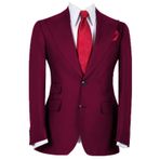 FOLOBE Erkek takım elbise 3 parça katı Slim Fit iş ceket tek göğüslü resmi Blazer düğün balo ceket yelek pantolon, bordo, L