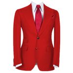 FOLOBE Erkek takım elbise 3 parça katı Slim Fit iş ceket tek göğüslü resmi Blazer düğün balo ceket yelek pantolon, kırmızı, M