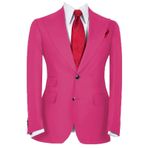 FOLOBE Erkek takım elbise 3 parça katı Slim Fit iş ceket tek göğüslü resmi Blazer düğün balo ceket yelek pantolon, sıcak pembe, XS