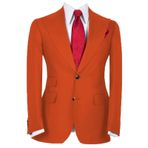 FOLOBE Erkek takım elbise 3 parça katı Slim Fit iş ceket tek göğüslü resmi Blazer düğün balo ceket yelek pantolon, Turuncu, 4XL