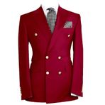FOLOBE Erkek takım elbise klasik kruvaze eğlence ceket tepe yaka iş resmi Blazer düğün balo akşam yemeği takım elbise, Açık Bordo, M