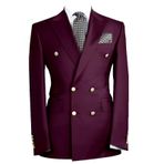FOLOBE Erkek takım elbise klasik kruvaze eğlence ceket tepe yaka iş resmi Blazer düğün balo akşam yemeği takım elbise, karanlık bordo, M