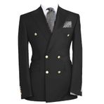 FOLOBE Erkek takım elbise klasik kruvaze eğlence ceket tepe yaka iş resmi Blazer düğün balo akşam yemeği takım elbise, siyah, M