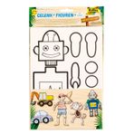 Folyo 23319 Macera Ülkesi Figürleri, Kontur Baskılı Karton, Eklemli Tokalı, Boyama ve Şekillendirme için, 5 Adet, Korsan, AFFE, Robot, Ekskavatör ve Araba