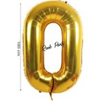 Folyo Balon 0 Rakamı Helyum Balon 100 cm Gold Renk - 0 Yaş Balonu - 0 Rakam Balon - 40 Inch