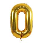 Folyo Balon 0 Rakamı Helyum Balon 36 Cm Gold Renk - 0 Yaş