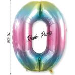 Folyo Balon 0 Rakamı Helyum Balon 76 cm Gökkuşağı - 0 Yaş Balonu - 0 Rakam Balon - 34 Inch - Renkli