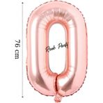 Folyo Balon 0 Rakamı Helyum Balon 76 cm Rose Renk - 0 Yaş Balonu - 0 Rakam Balon - 34 Inch