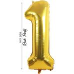 Folyo Balon 1 Rakamı Helyum Balon 100 cm Gold Renk - 1 Yaş Balonu - 1 Rakam Balon - 40 Inch