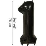 Folyo Balon 1 Rakamı Helyum Balon 76 cm Siyah Renk - 1 Yaş Balonu - 1 Rakam Balon - 34 Inch