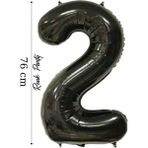Folyo Balon 2 Rakamı Helyum Balon 76 cm Siyah Renk - 2 Yaş Balonu - 2 Rakam Balon - 34 Inch