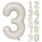 Folyo Balon 3 Rakamı Helyum Balon 76 cm Krem Renk - 3 Yaş Balon - 3 Rakam Balon-Deniz Kumu-Bej Rengi