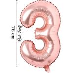 Folyo Balon 3 Rakamı Helyum Balon 76 cm Rose Renk - 3 Yaş Balonu - 3 Rakam Balon - 34 Inch