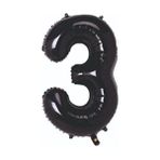 Folyo Balon 3 Rakamı Helyum Balon 76 cm Siyah Renk - 3 Yaş Balonu - 3 Yaş Balon -3 Rakam Balon - Ekru