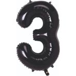 Folyo Balon 3 Rakamı Helyum Balon 76 cm Siyah Renk - 3 Yaş Balonu - 3 Yaş Balon -3 Rakam Balon