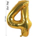 Folyo Balon 4 Rakamı Helyum Balon 100 cm Gold Renk - 4 Yaş Balonu - 4 Rakam Balon - 40 Inch