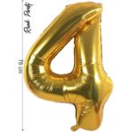 Folyo Balon 4 Rakamı Helyum Balon 76 cm Gold Renk - 4 Yaş Balonu - 4 Rakam Balon - 34 Inch - Altın