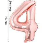 Folyo Balon 4 Rakamı Helyum Balon 76 cm Rose Renk - 4 Yaş Balonu - 4 Rakam Balon - 34 Inch