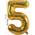 Folyo Balon 5 Rakamı Helyum Balon 36 cm Gold Renk - 5 Yaş Balonu - 5 Rakam Balon - 16 Inch