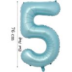 Folyo Balon 5 Rakamı Helyum Balon 76 cm Mavi Renk - 5 Yaş Balonu - 5 Rakam Balon - 34 Inch