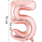 Folyo Balon 5 Rakamı Helyum Balon 76 cm Rose Renk - 5 Yaş Balonu - 5 Rakam Balon - 34 Inch