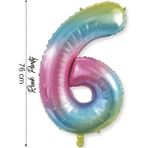 Folyo Balon 6 Rakamı Helyum Balon 76 cm Gökkuşağı - 6 Yaş Balonu - 6 Rakam Balon - 34 Inch - Renkli