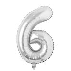 Folyo Balon 6 Rakamı Helyum Balon 76 Cm (GÜMÜŞ)