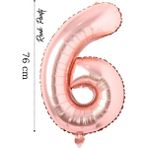 Folyo Balon 6 Rakamı Helyum Balon 76 cm Rose Renk - 6 Yaş Balonu - 6 Rakam Balon - 34 Inch