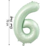 Folyo Balon 6 Rakamı Helyum Balon 76 cm Yeşil Renk - 6 Yaş Balonu - 6 Rakam Balon - 34 Inch