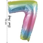 Folyo Balon 7 Rakamı Helyum Balon 76 cm Gökkuşağı - 7 Yaş Balonu - 7 Rakam Balon - 34 Inch - Renkli